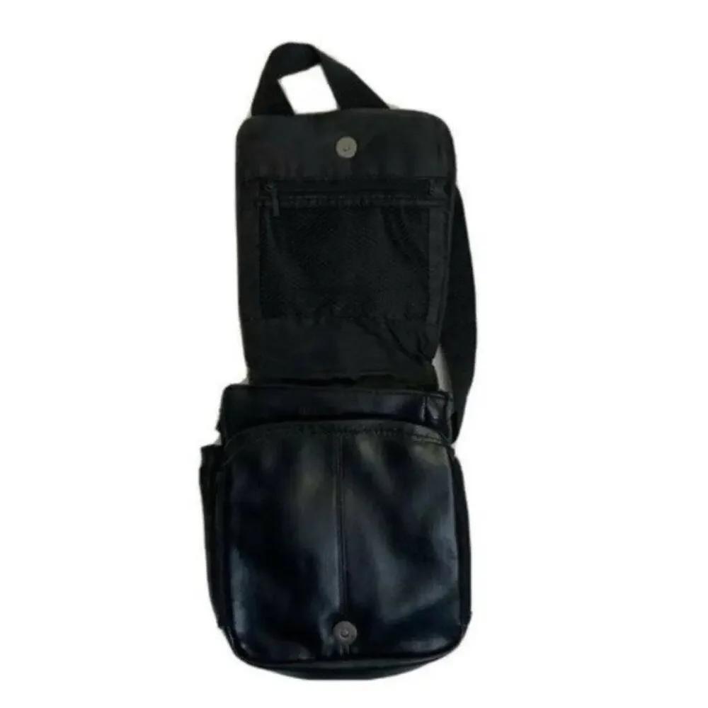 bb design tm black Leather Sling  bag carry crossbody